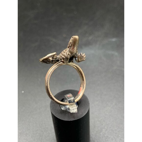 Iguana Ring Lizard Ring Sterling Silver Ring Size 7.5 Animal Figural Dimensional - Picture 4 of 6